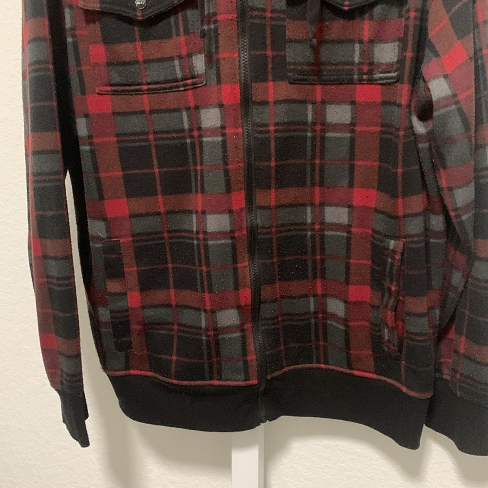 Y2K Tony Hawk Red Plaid Zip Up Hoodie - Picture 3 of 7